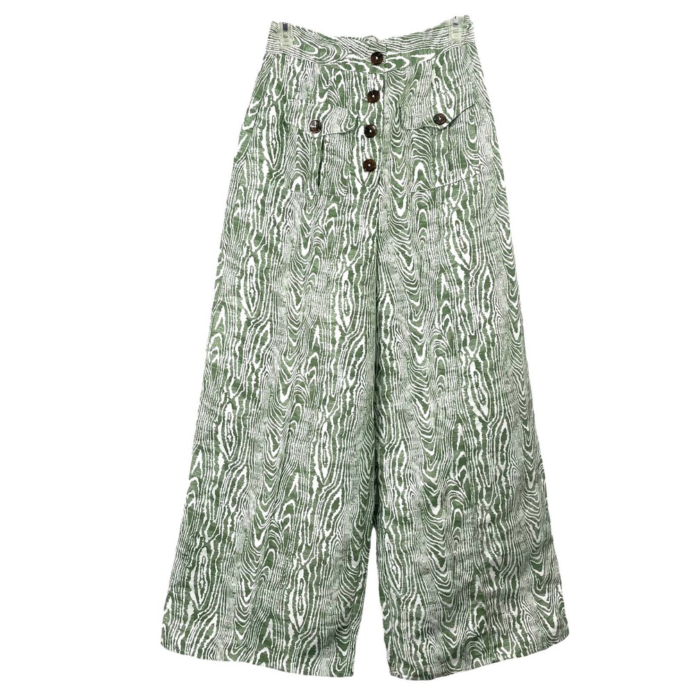 C/MEO Collective Energize Wide-leg Pants Sz S Woodgrain Ivy Green White - Picture 2 of 8